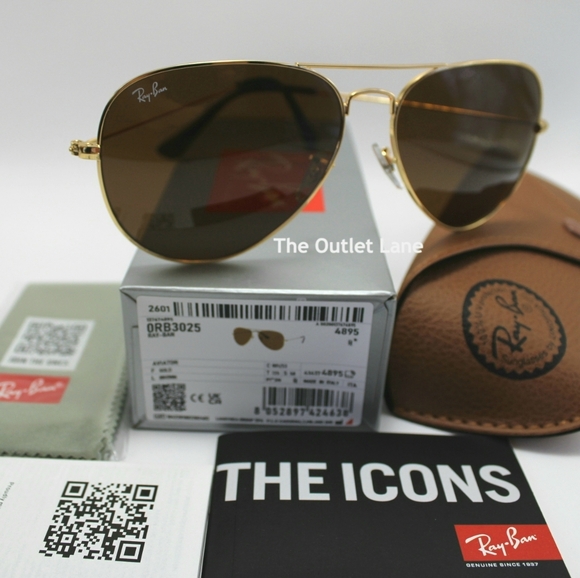 Model Display RayBan Aviator Brown Lens RB3025 Gold Frame - Picture 2 of 16